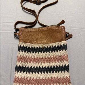 Myra Bag Tan and Black Chevron Crossbody